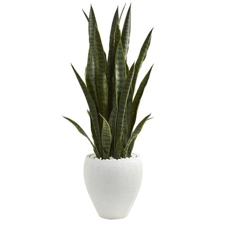 NEARLY NATURALS 3.5 in. Sansevieria Artificial Plant in White Planter 9188